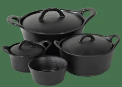 FERO Pot Allant Au Four Avec Couvercle 40 CL Noir