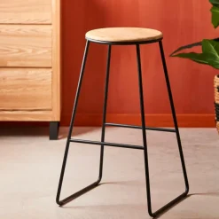 GIULIA Tabouret De Bar Noir, Naturel