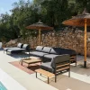 HANNA Lounge Teck Table D'appoint Noir, Naturel