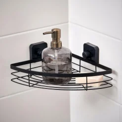 INDUSTRIA Panier De Douche Avec Ventouses Noir