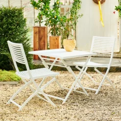 JESSE Ensemble Bistrot Rectangulaire Blanc