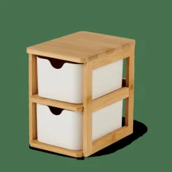KONDO Organisateur 2 Tiroirs Blanc, Naturel
