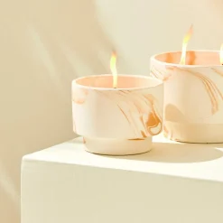 MARBLE Bougie D'extérieur Blanc, Orange