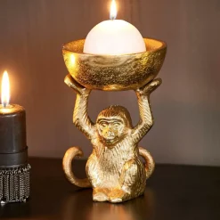 MONKEY Support Bougie Chauffe-plat Doré