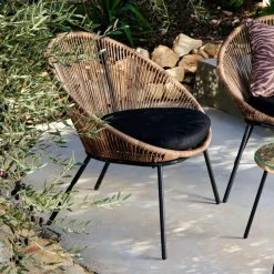 PAPAYO Chaise Lounge Avec Coussin Naturel