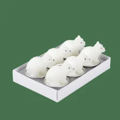 POLA 6 Bougies Chauffe-plat Ours Blanc Blanc