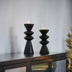 ZIGZAG Support Bougie Chauffe-plat Noir