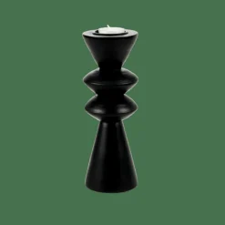 ZIGZAG Support Bougie Chauffe-plat Noir